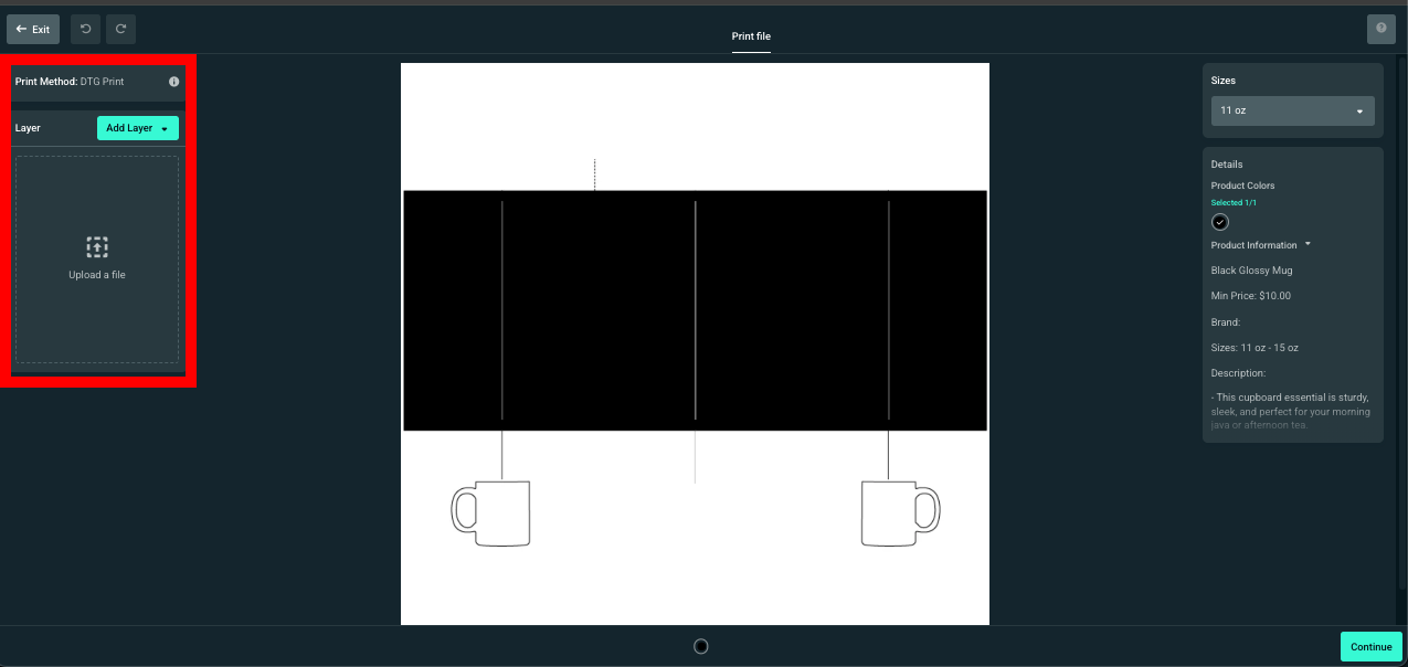 streamlabs merch editing canvas for a mug
